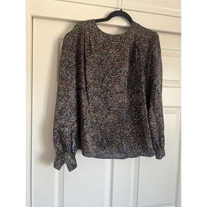 Vintage EVA LAUREL NY Women Blouse 14 Shoulder Pads Long Sleeves Made in USA